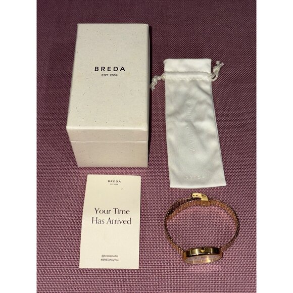 Breda Jane Watch in Gold White New with Box Womens Pearl - Picture 9 of 16